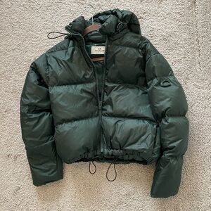 Coach dark forest green cropped down puffer jacket in size Small